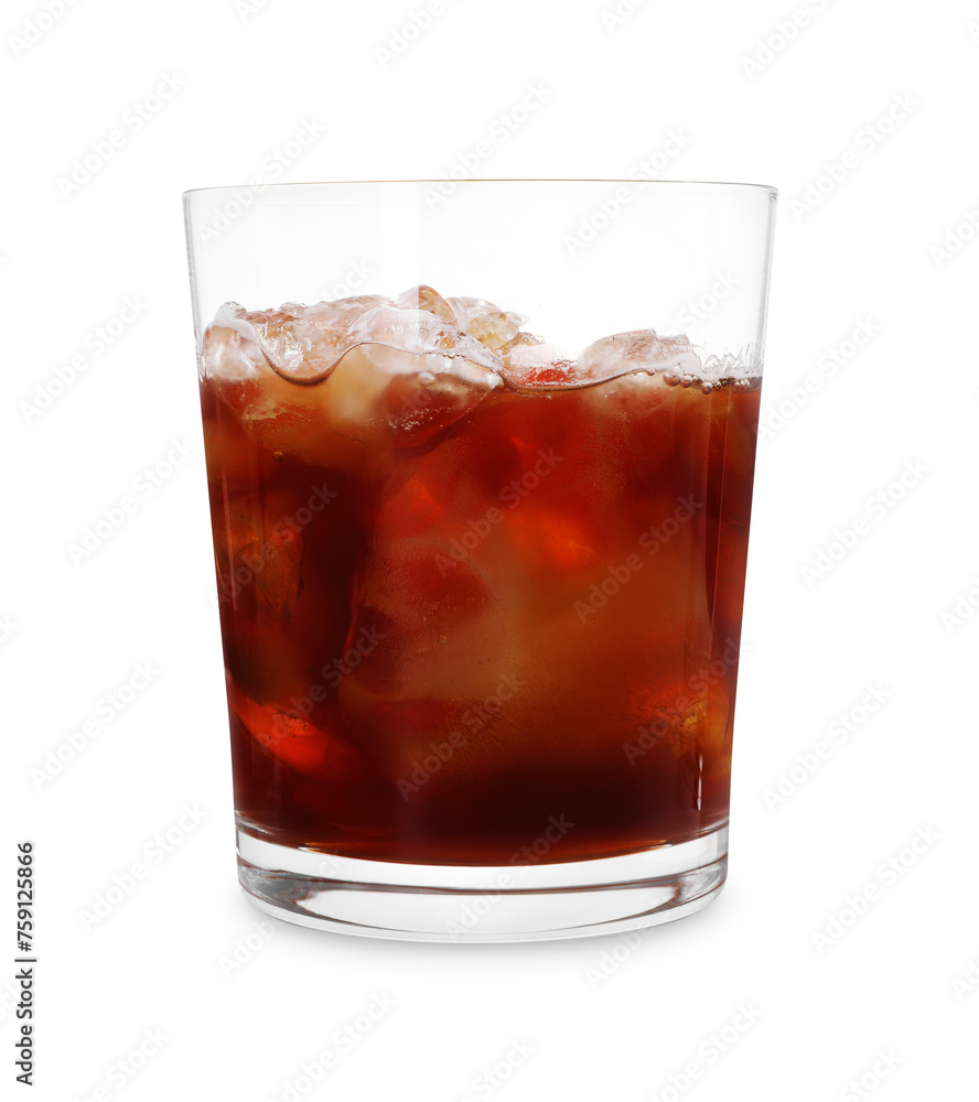 Glass of fresh iced coffee isolated on white Glass of fresh iced coffee isolated on white