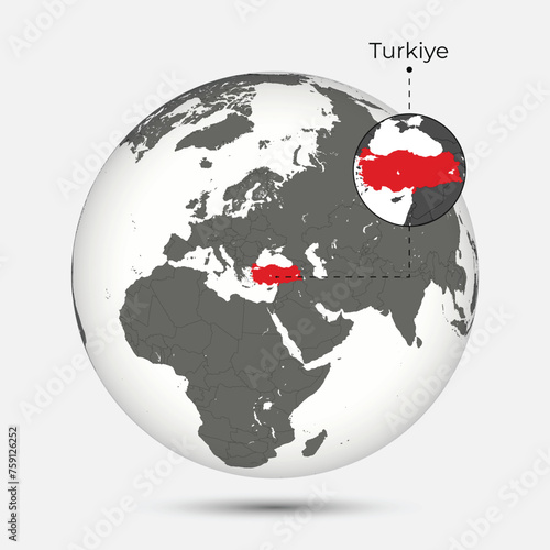 Map of Turkey with Position on the Globe