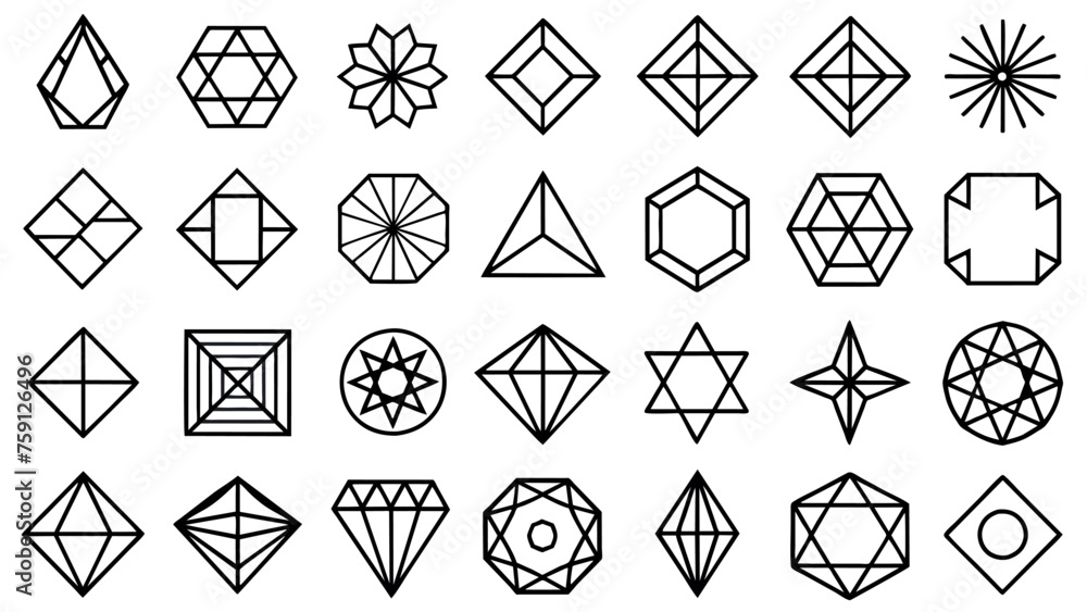 Abstract and vector basic shapes collection. Geometric formal shape. Polygonal elements. Trendy minimalist basic figure, diamond, circles, hexagon, star, triangle flat style. Vector illustration Abstract and vector basic shapes collection. Geometric formal shape. Polygonal elements. Trendy minimalist basic figure, diamond, circles, hexagon, star, triangle flat style. Vector illustration