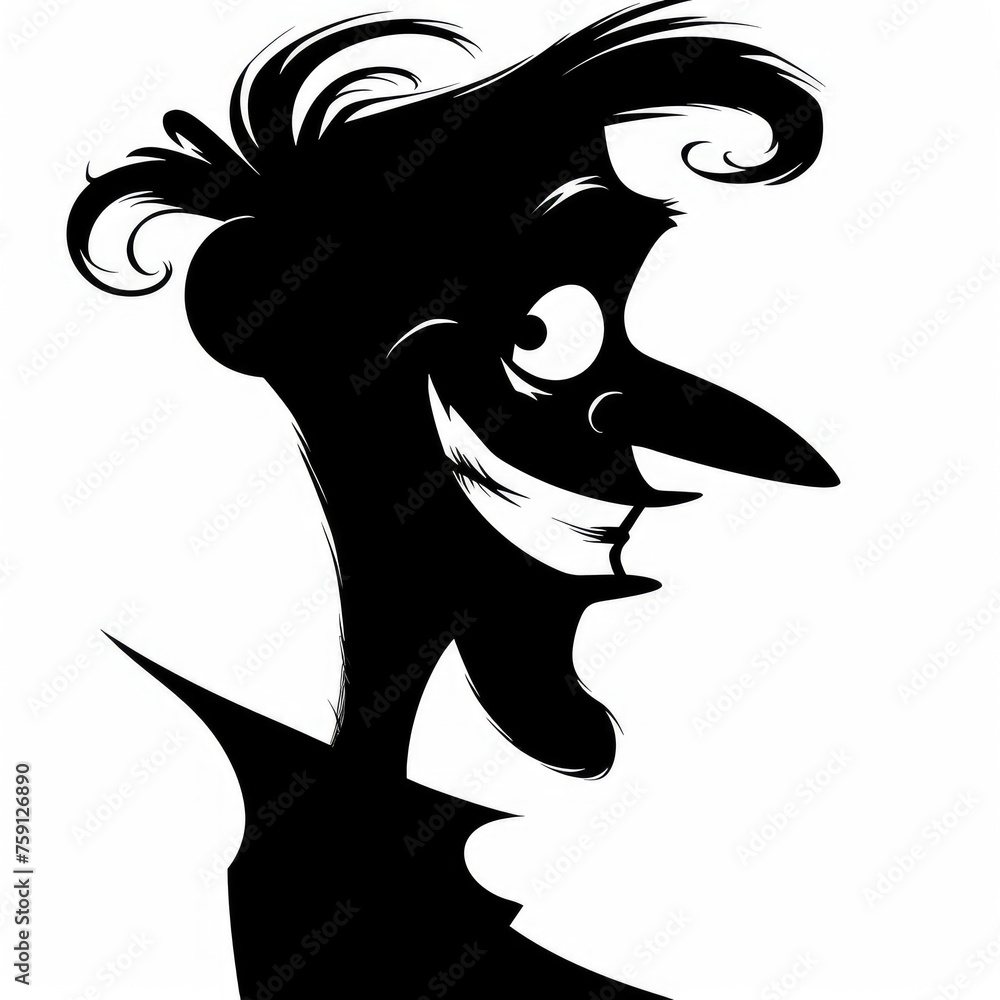 Black silhouette of a funny man's face. Black silhouette of a funny man's face.