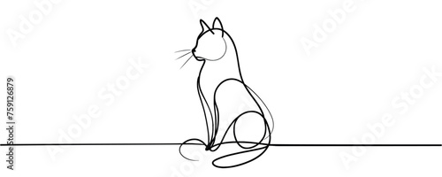 Vector illustration. cat in one line. pet logo