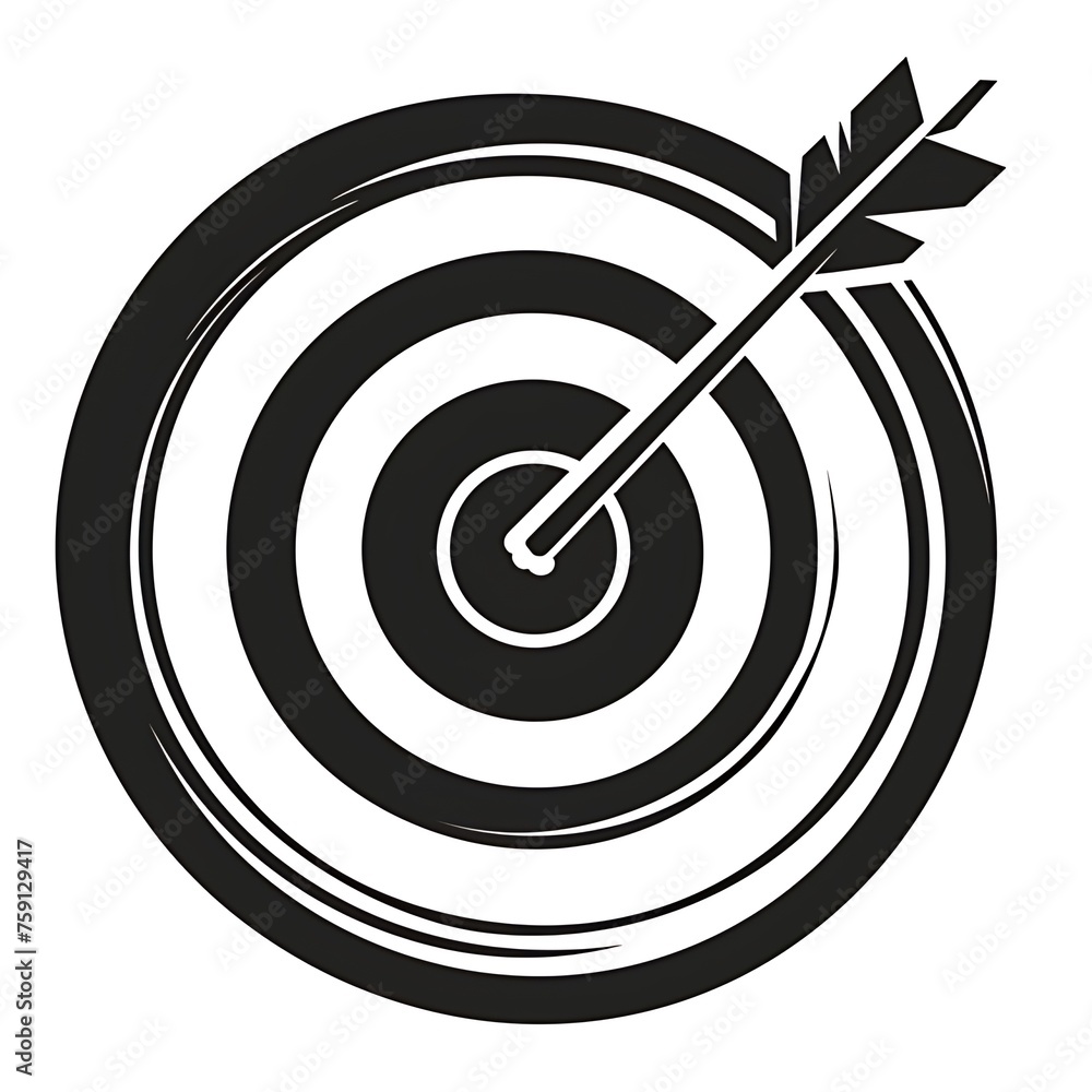 Target (bullseye) with arrow line art icon for apps and websites. Generative AI Target (bullseye) with arrow line art icon for apps and websites. Generative AI