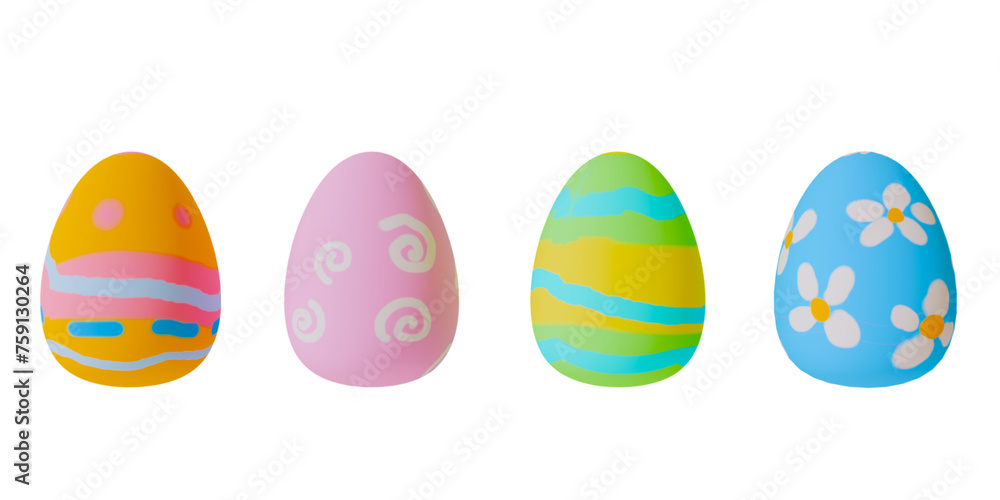 Bright 3D Easter eggs without background Bright 3D Easter eggs without background