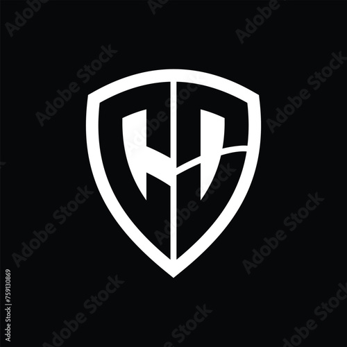 CO monogram logo with bold letters shield shape with black and white color design