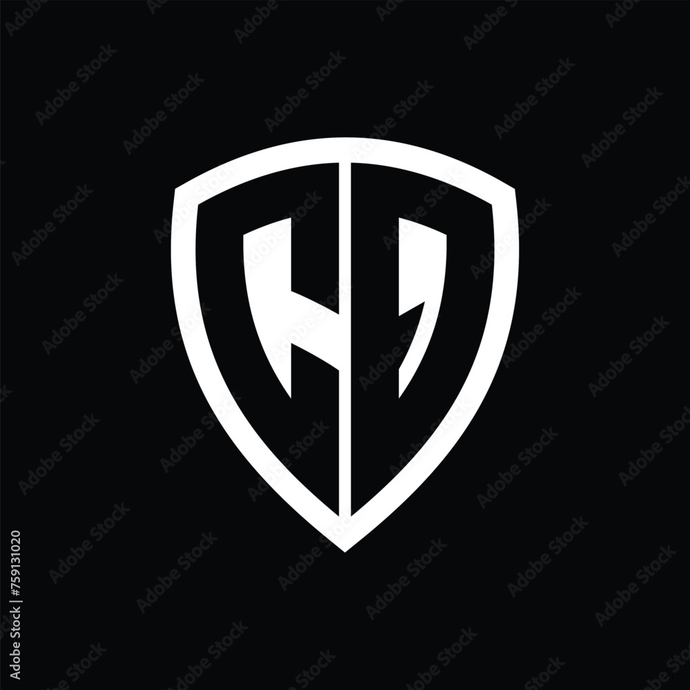CQ monogram logo with bold letters shield shape with black and white color design CQ monogram logo with bold letters shield shape with black and white color design