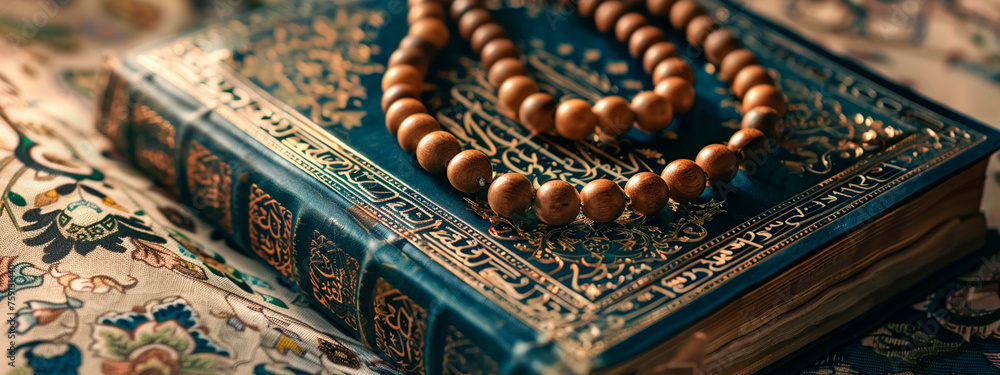 custom made wallpaper toronto digitalKoran and rosary close-up. Selective focus.