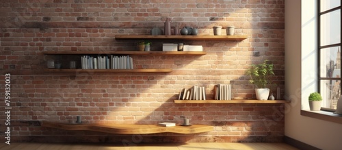 Design with Brick Wall and Shelf © Vusal