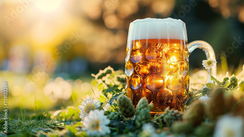 Hoppy Beer Mug, Nature's Background