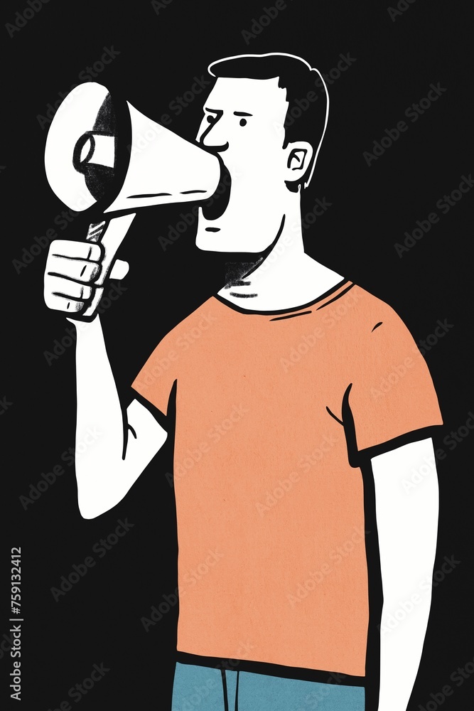 a man shouting through a megaphone a man shouting through a megaphone