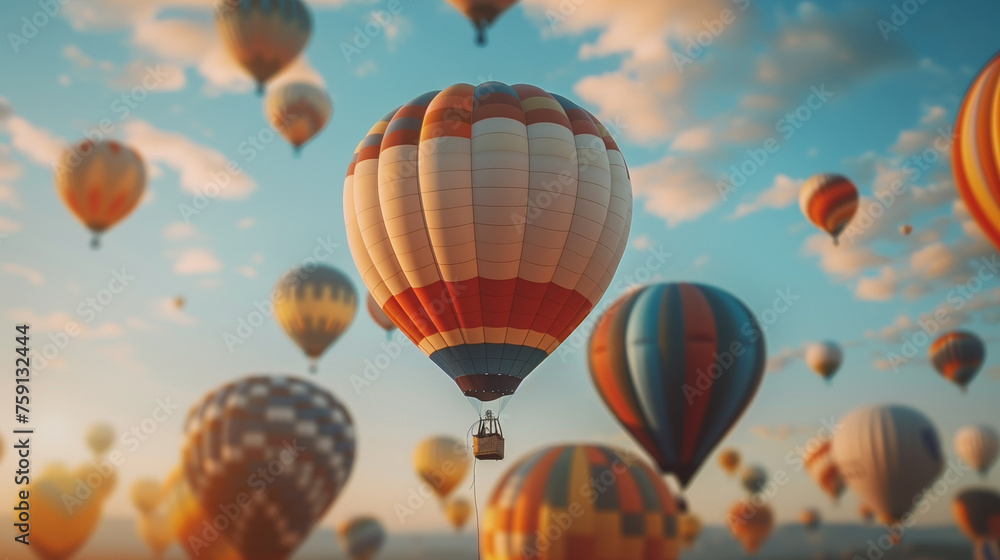 Obraz premium Balloons float in the colorful sky