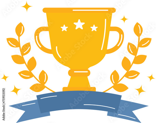 Gold awards, champion cup for winners in sport competitions. Champions awards, prize for first place in competitions. Reward appreciation set. Win, success symbol, icon.