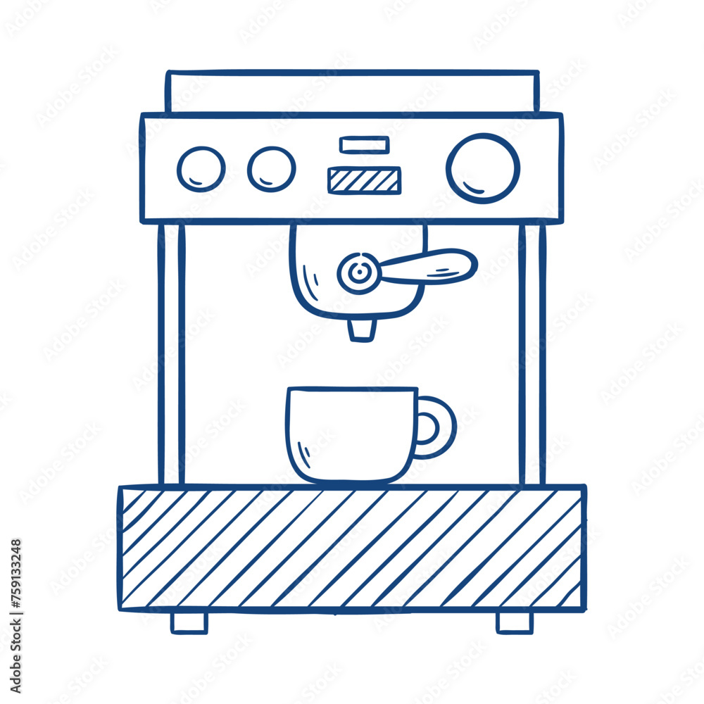 Coffee machine. Hand drawn vector illustration Coffee machine. Hand drawn vector illustration