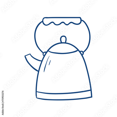 metal kettle. Hand drawn vector illustration