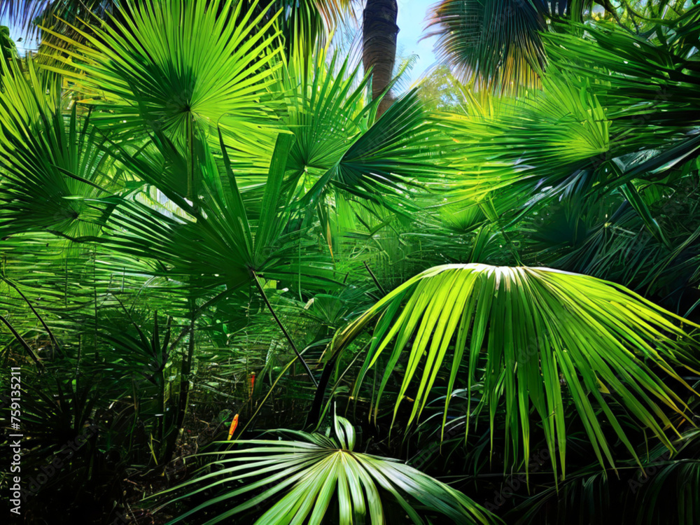 Saw Palmetto plant, green vegetation Saw Palmetto plant, green vegetation