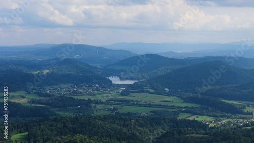 Beautiful Landscape Mountains Lesko Myszkowce Aerial View Poland photo