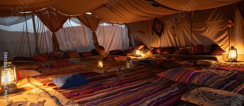Bedouin tent in the desert photo