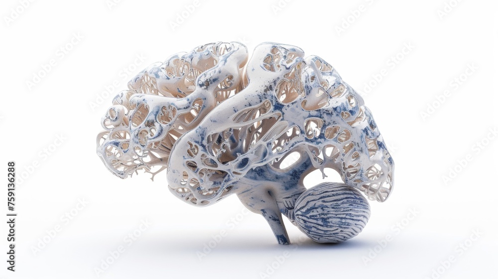 Fototapeta premium 3D human brain model over plain background