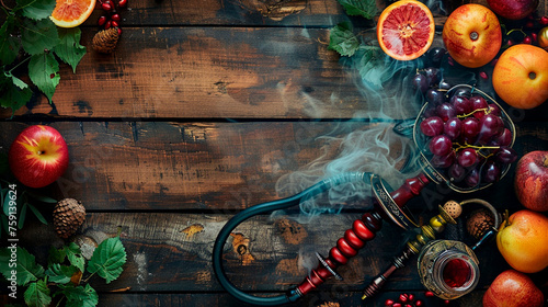 Hookah with berries and fruits. Selective focus.