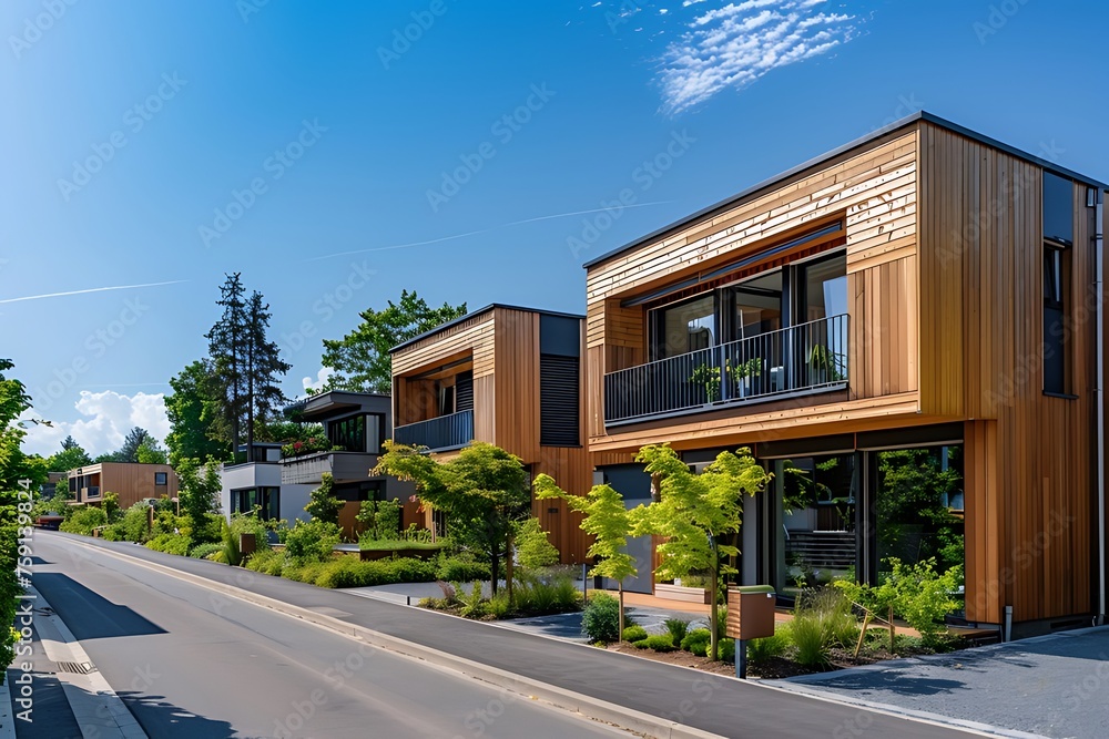 Germany, Baden-Wurttemberg, Esslingen, Modern house architecture. luxury house driveway. Driveway between modern suburban houses. Generative AI