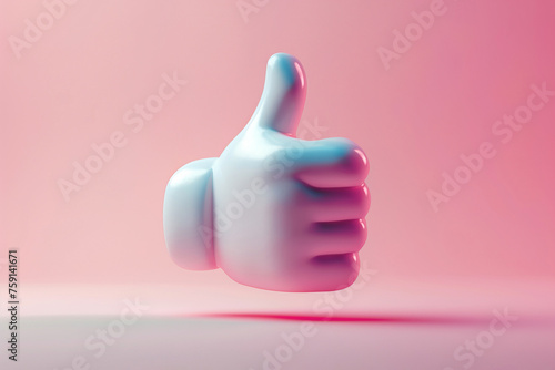 Cartoon 3d hand thumb up, like symbol. Good feedback, positivity concept. Approval emoji for social media messages, 3d style design. Excellent, good sign, human hand showing fingers symbol, gesturing