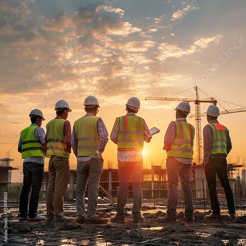 a group of workers in a row working, engineers, people, family, engineer, worker, construction, engineer, work, industry, helmet, safety, building, factory, industrial, working, site, architect