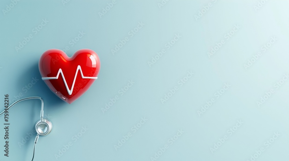 Heart with EKG pulse medical theme Heart with EKG pulse medical theme