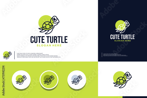 cute turtle logo , line art style ,logo design inspiration.