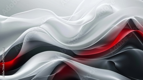 Sophisticated red, white, and black waves for elegant abstract designs. Layered wave textures in red, white, and black for digital art. Elegant curves and flowing lines in a monochrome and red palette