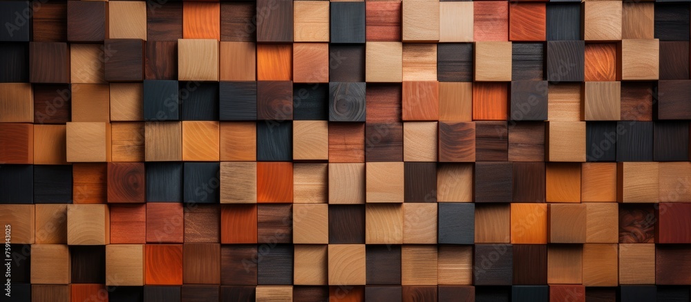 Arrangement of wooden blocks for background - Wood partition and wall decoration
