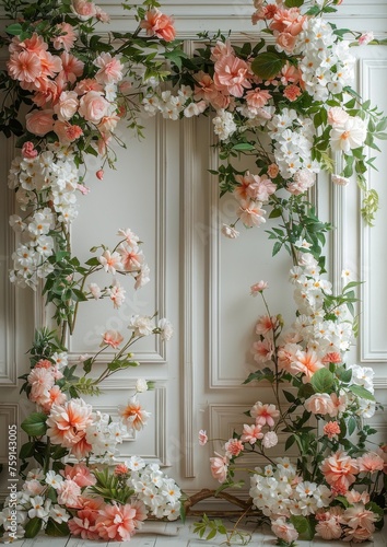 flowers wreath on the door