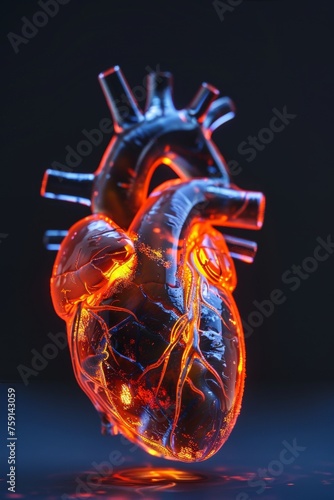 Glowing human heart 3D over dark background © rabbit75_fot