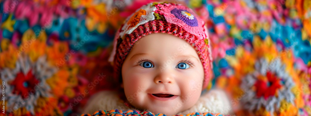 Portrait of a baby with big eyes. Selective focus.