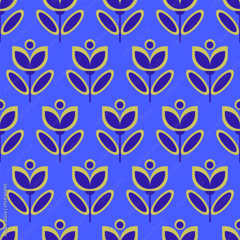 Retro geometric seamless flowers pattern Retro geometric seamless flowers pattern