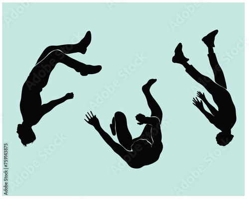 Various falling people. Diverse male and female characters. Hand drawn modern Vector illustration. Flying or falling down abstract people set. Cartoon colorful style. All elements are isolated