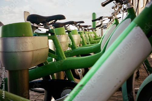 Green City. Eco-Friendly Bike Rentals Alleviate Urban Traffic. photo