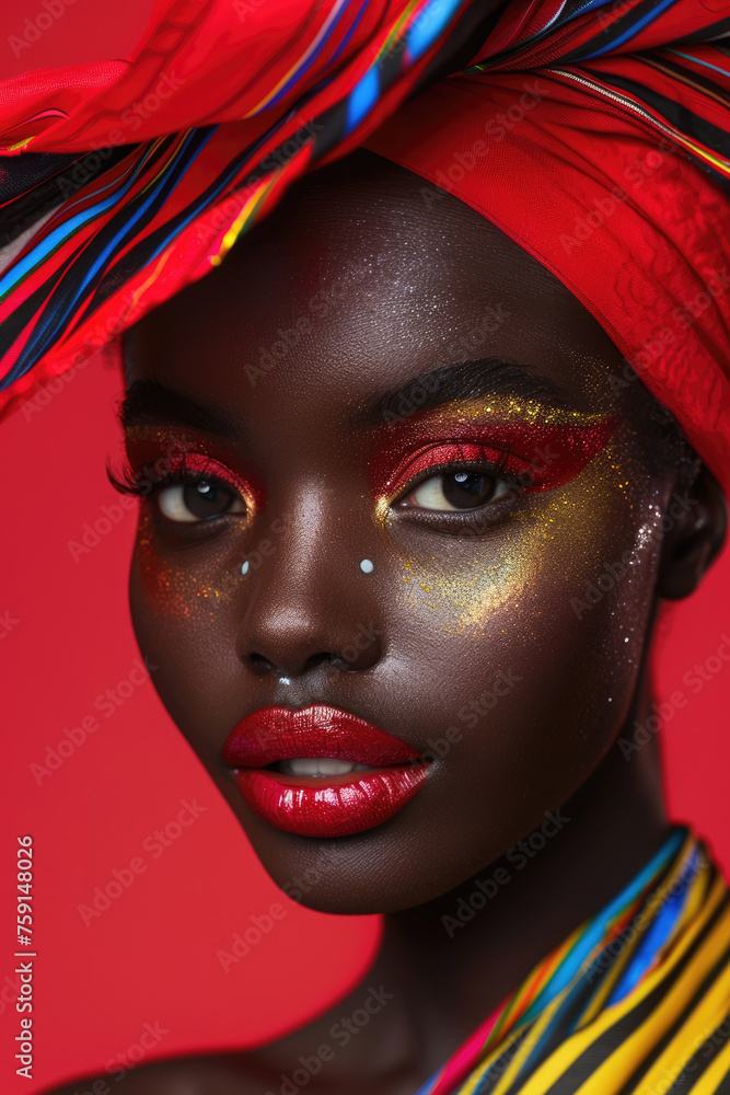 Stylish African American woman in turban Stylish African American woman in turban