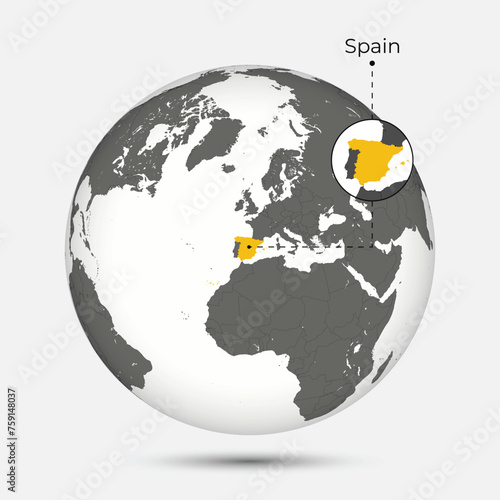 Map of Spain with Position on the Globe
