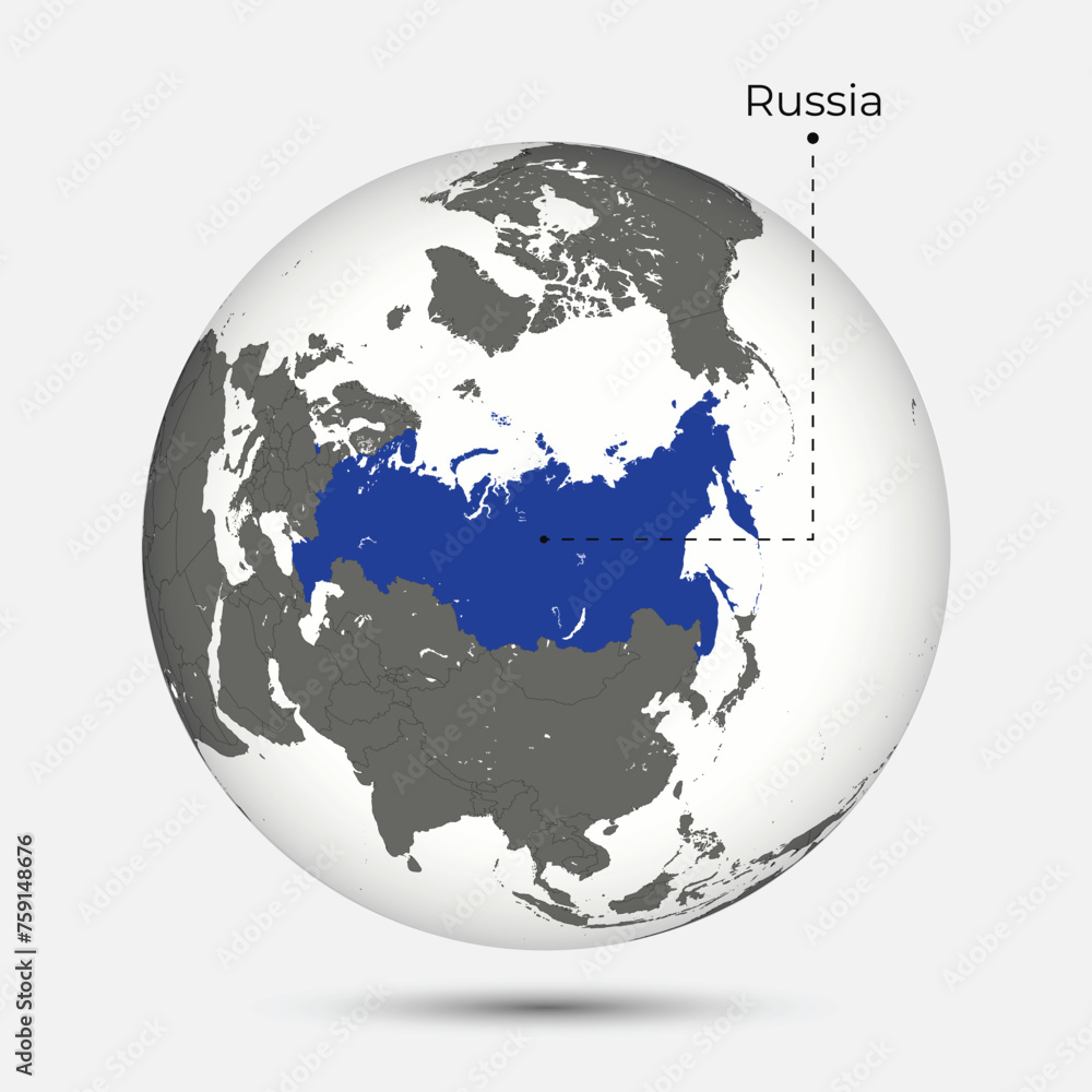 Map of Russia with Position on the Globe