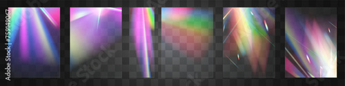 Crystal set glas light rainbow reflection effect.Optical,lights,glare,template.	

