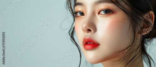 Young Asian woman with perfect skin, cosmetology, skin care, plastic surgery concept