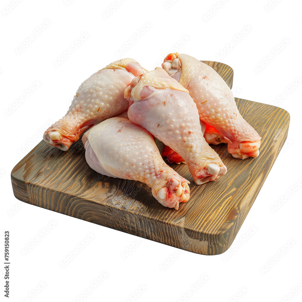 AI Generated Image - Butcher Shop - Chicken Thighs and Drumsticks with Wooden Board and Transparent Background AI Generated Image - Butcher Shop - Chicken Thighs and Drumsticks with Wooden Board and Transparent Background