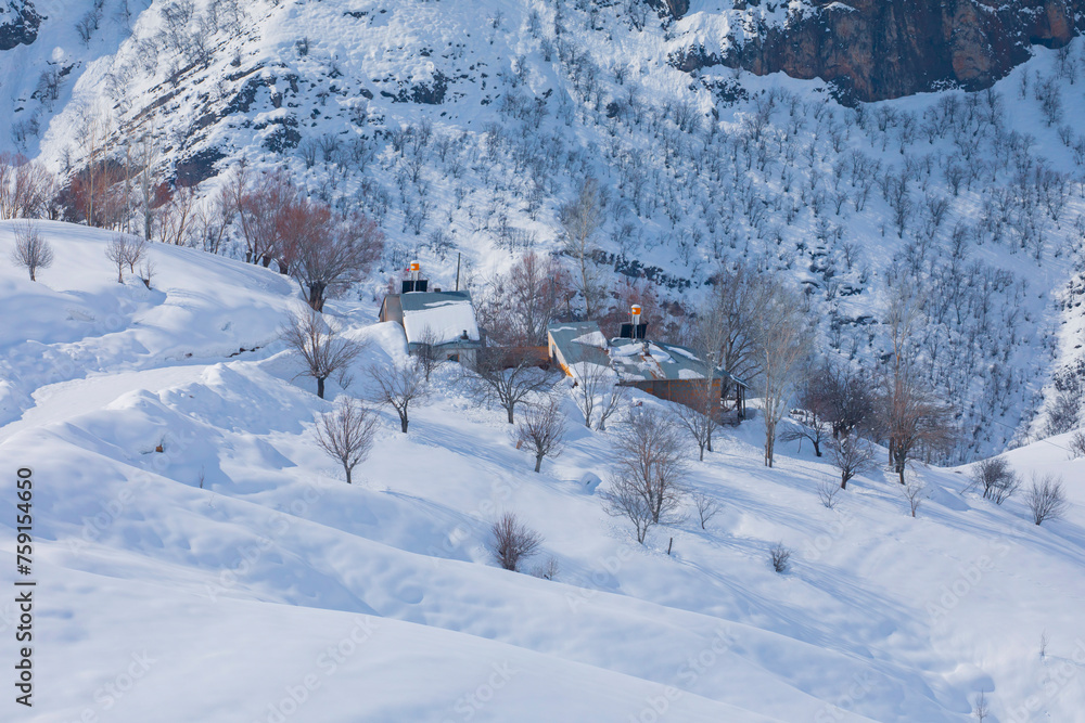 Winter Season in the Erzincan Mountains Drone Photo, Kemah Erzincan, Turkey (Turkiye).