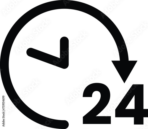 Time icon. 24 Hours support signs collection. Vector Illustration.