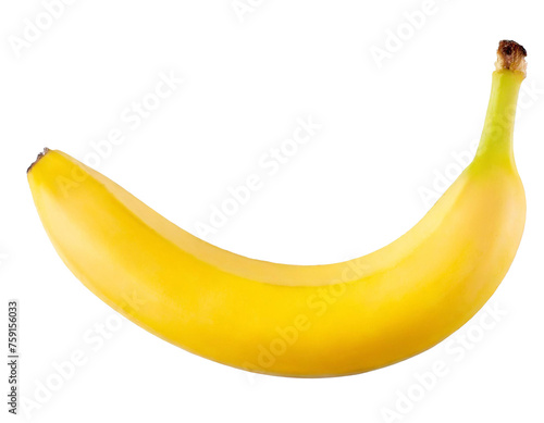 One whole fresh banana isolated on white background