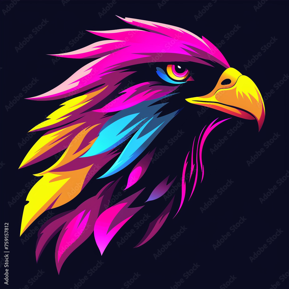 Obraz premium create a gaming logo that is eagle, uses bold colors of cyan сreated with Generative Ai