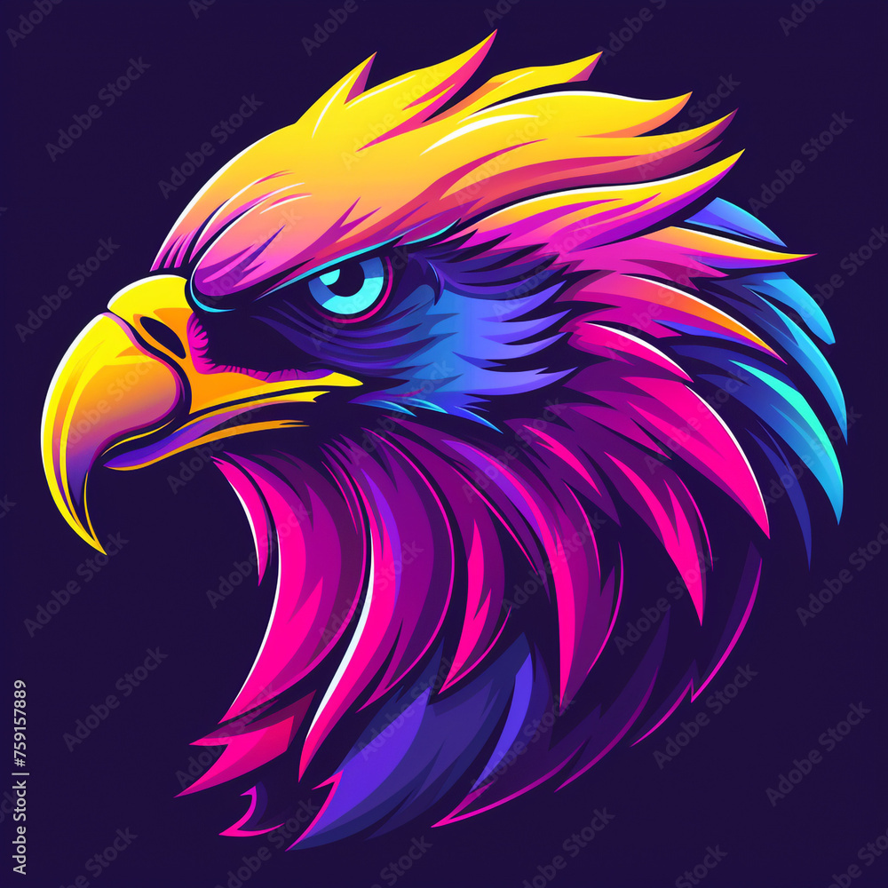Obraz premium create a gaming logo that is eagle, uses bold colors of cyan сreated with Generative Ai