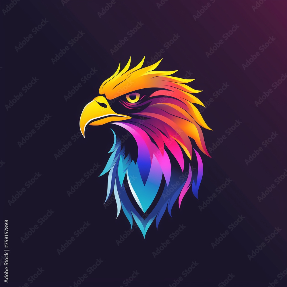 Obraz premium create a gaming logo that is eagle, uses bold colors of cyan сreated with Generative Ai