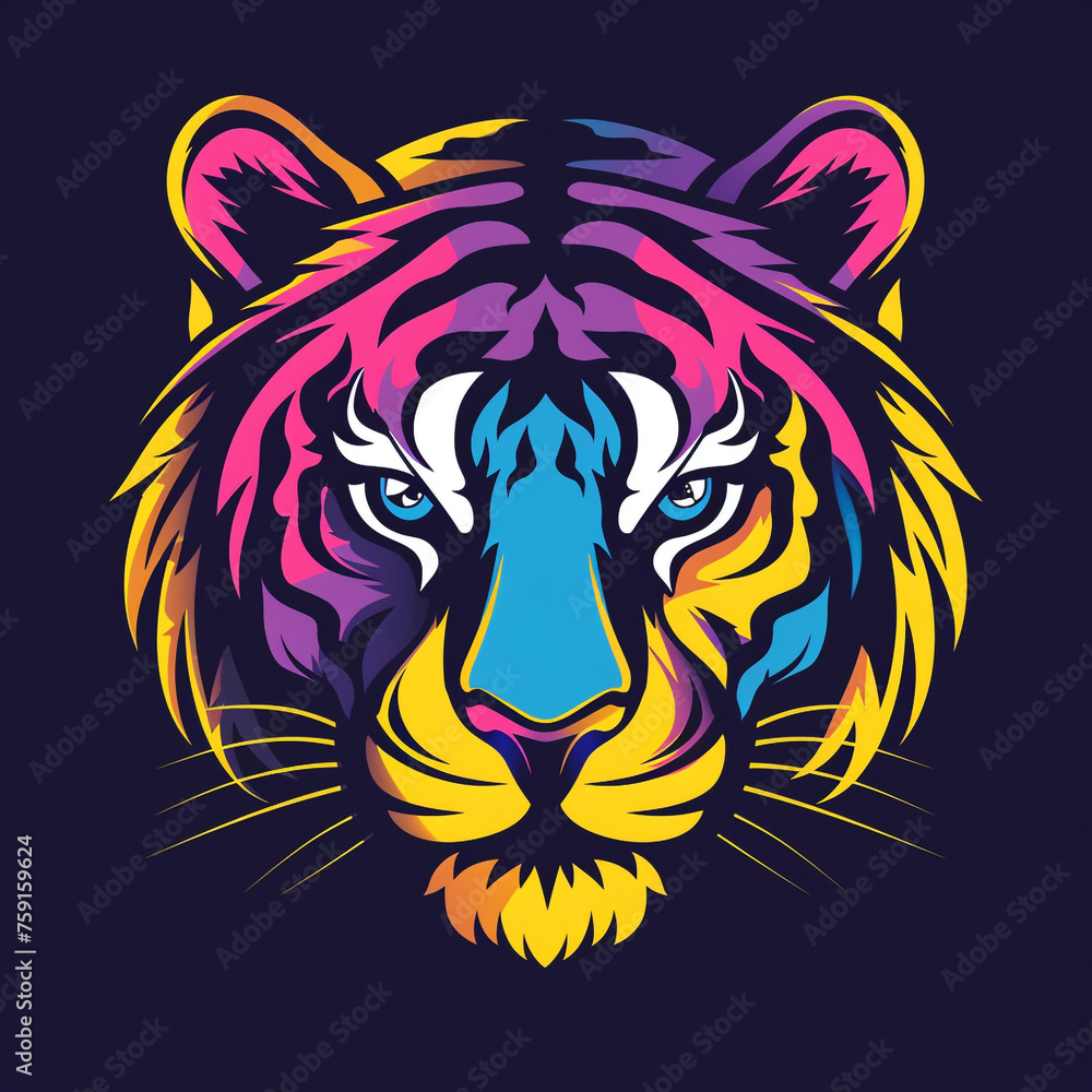 create a gaming logo of tiger, bold colors of cyan сreated with Generative Ai