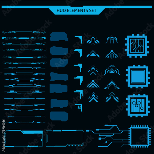 futuristic hud. Basic Communication Concept Set sci fi iu elements Abstract Header Status Bar, Side Frame, Screen, Vector Entry Arrow,