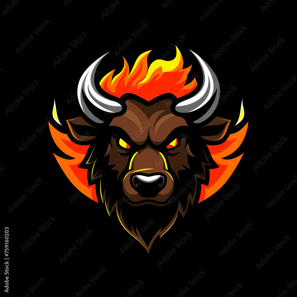Angry Bison logo isolated сreated with Generative Ai